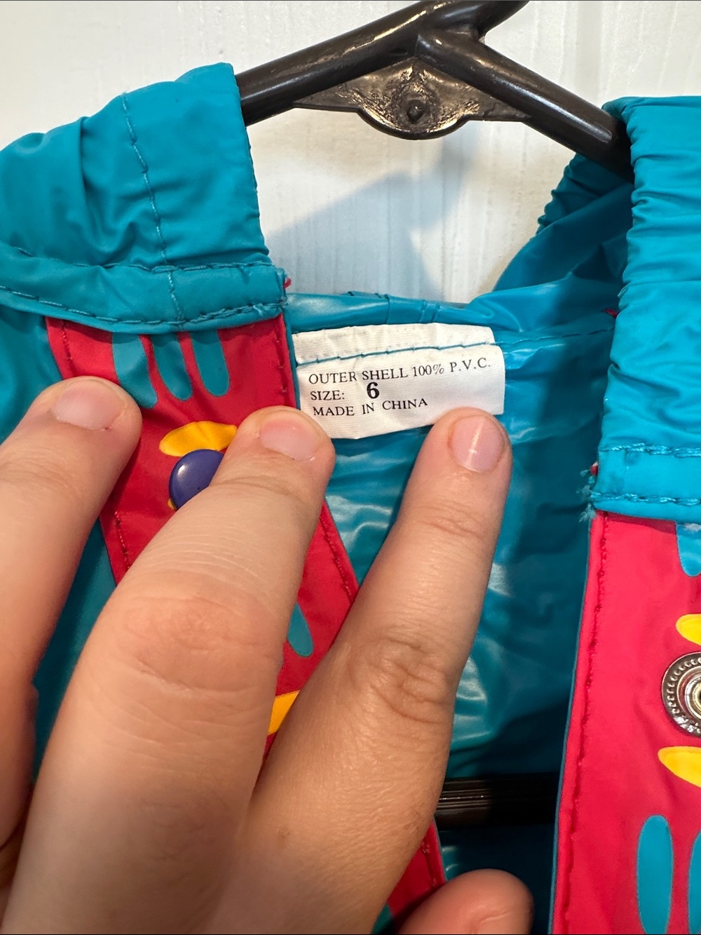 Vintage Disney Pocahontas Red & Teal Hooded Rain Jacket with Character Graphic - Picture 5 of 7